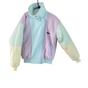 Sun Ice Vintage Womens Jacket Size Large Multicolor Block Ski Full Zip Pockets